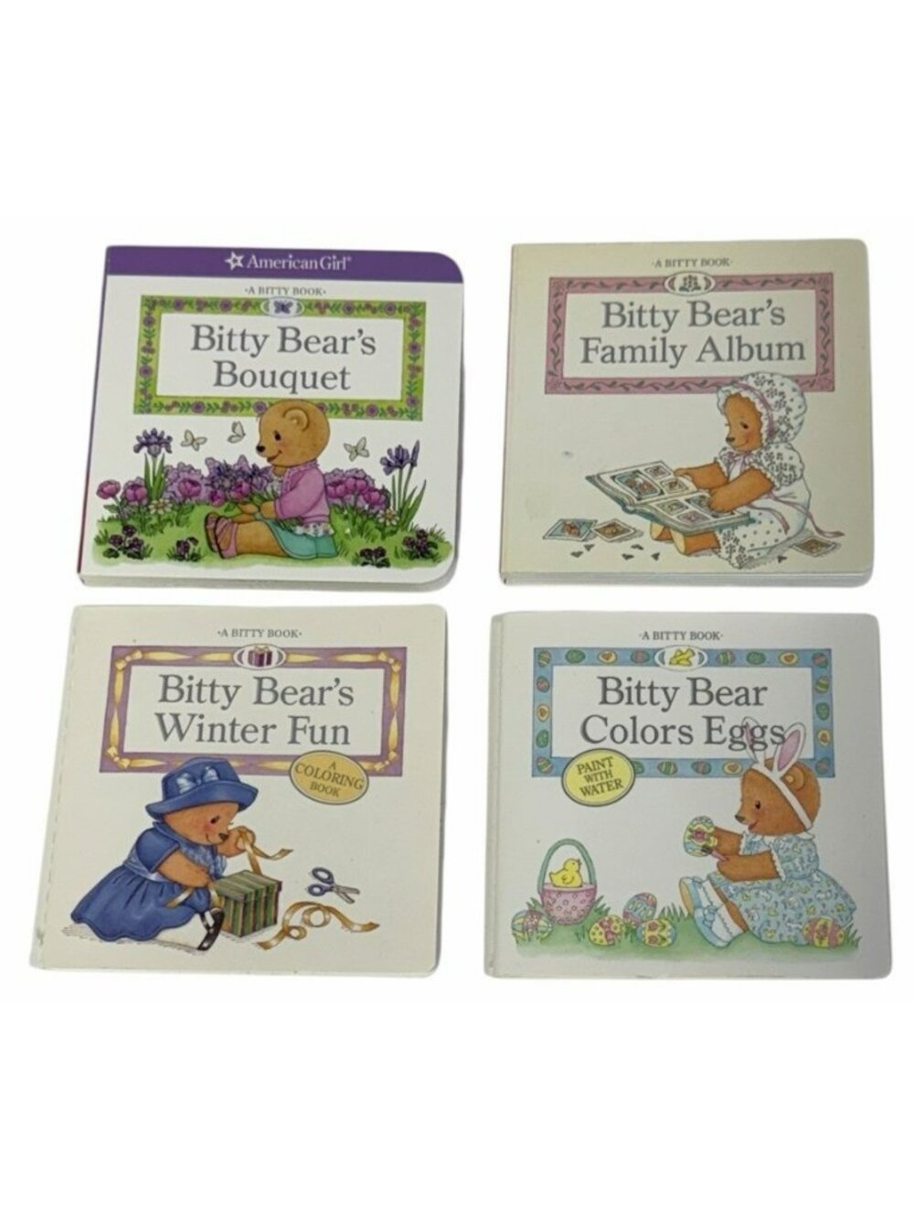 4 American Girl Bitty Baby Books Bear Family Album Bouquet Winter Fun Color Eggs